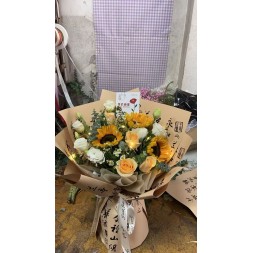 3朵向日葵混搭花束